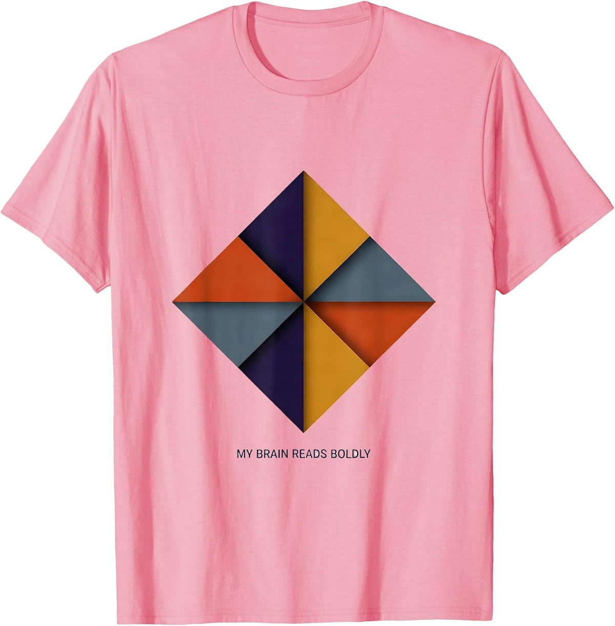 Men's My Brain Reads Boldly Dyslexia Awareness Quilt Patchwork T-Shirt - Pink