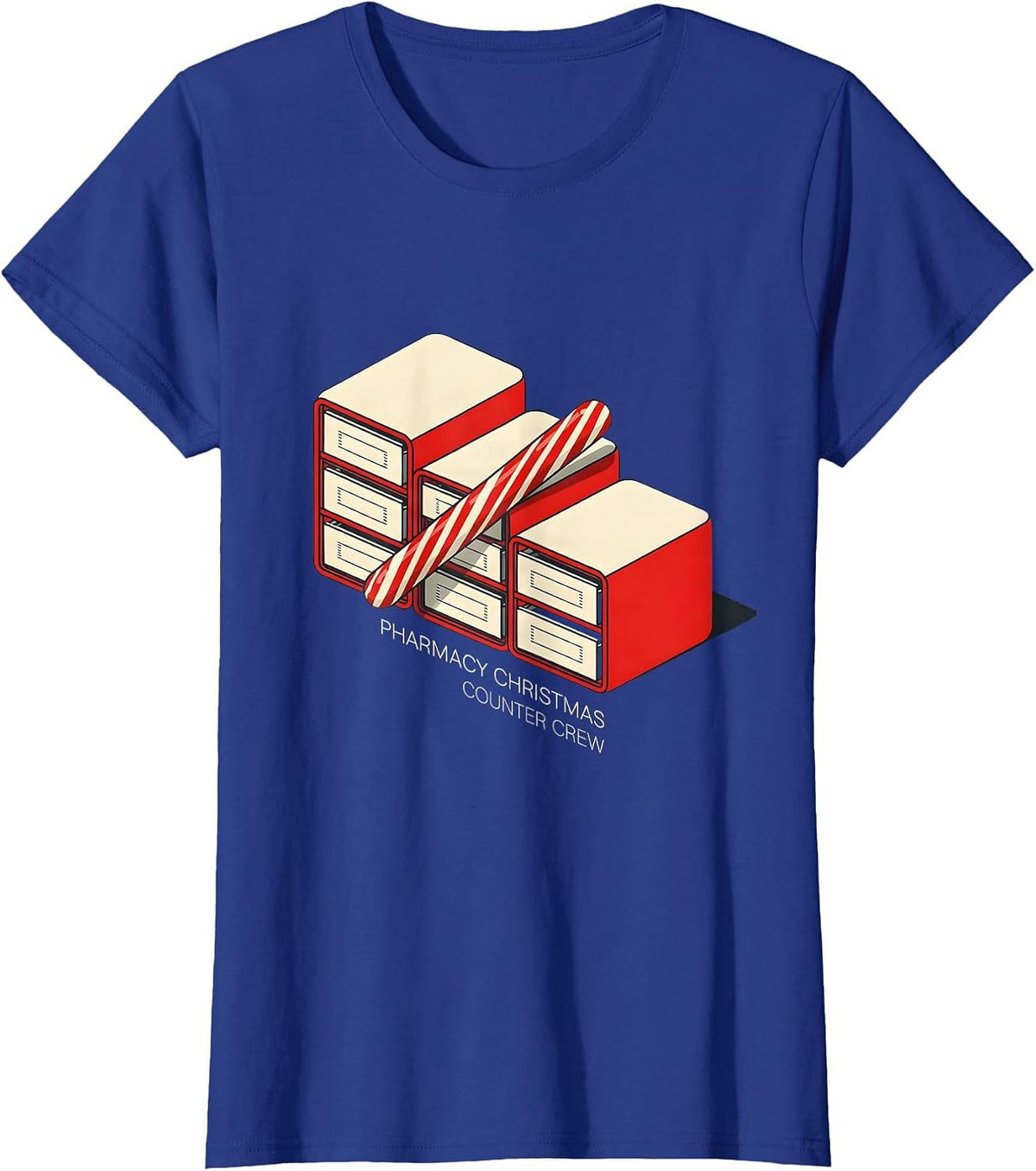 Women's Pharmacy Christmas Counter Crew Funny Pharmacist Tech T-Shirt - Royal Blue