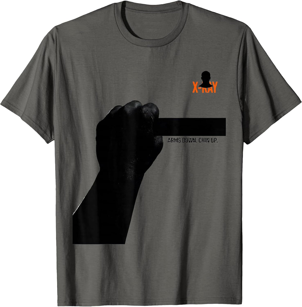 Arms Down Chin Up X-Ray Brutalist Radiology Tech Humor T-Shirt - Asphalt Grey