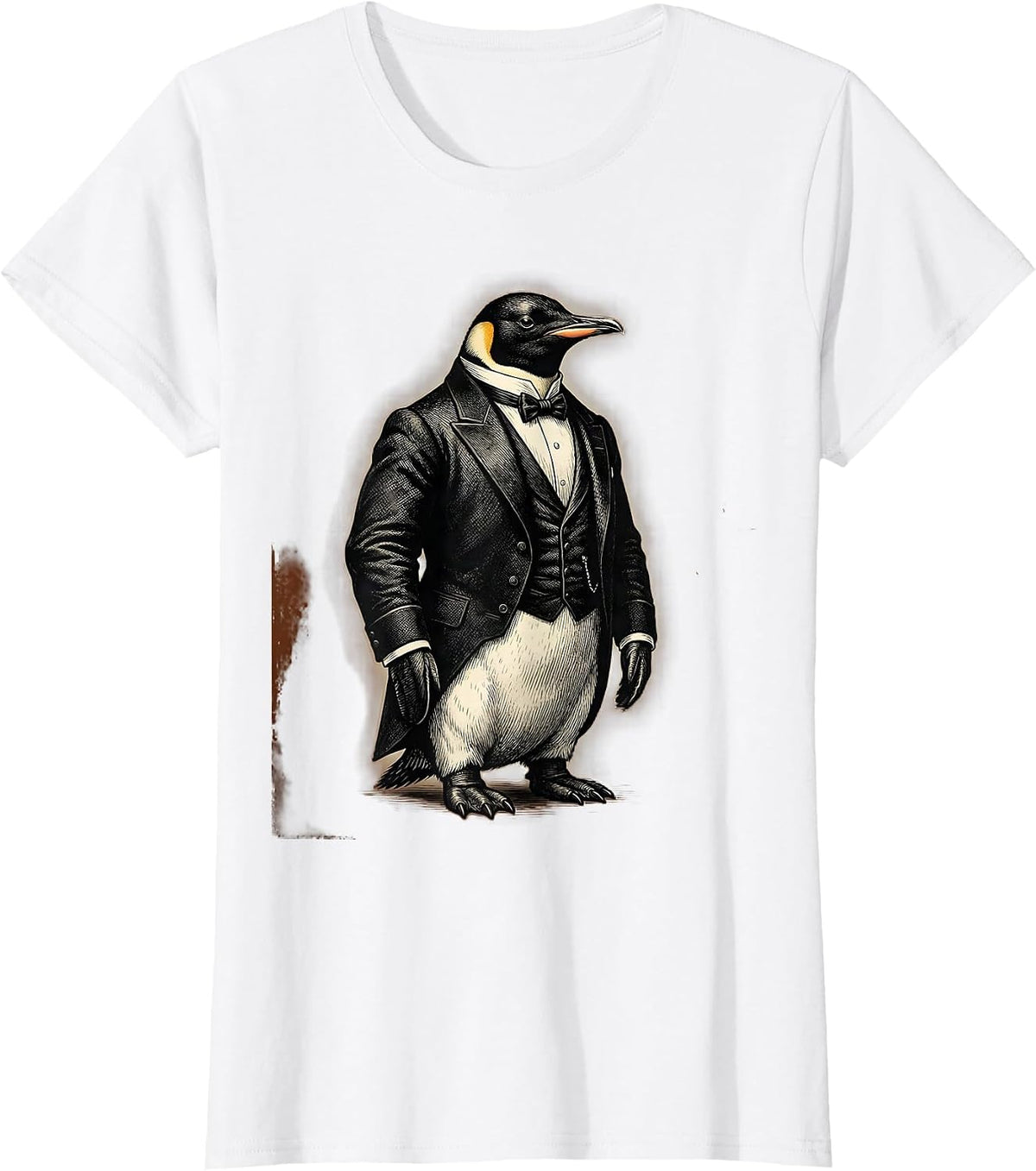 Women's Penguin in a Tuxedo Funny Formal Suit Graphic T-Shirt - White