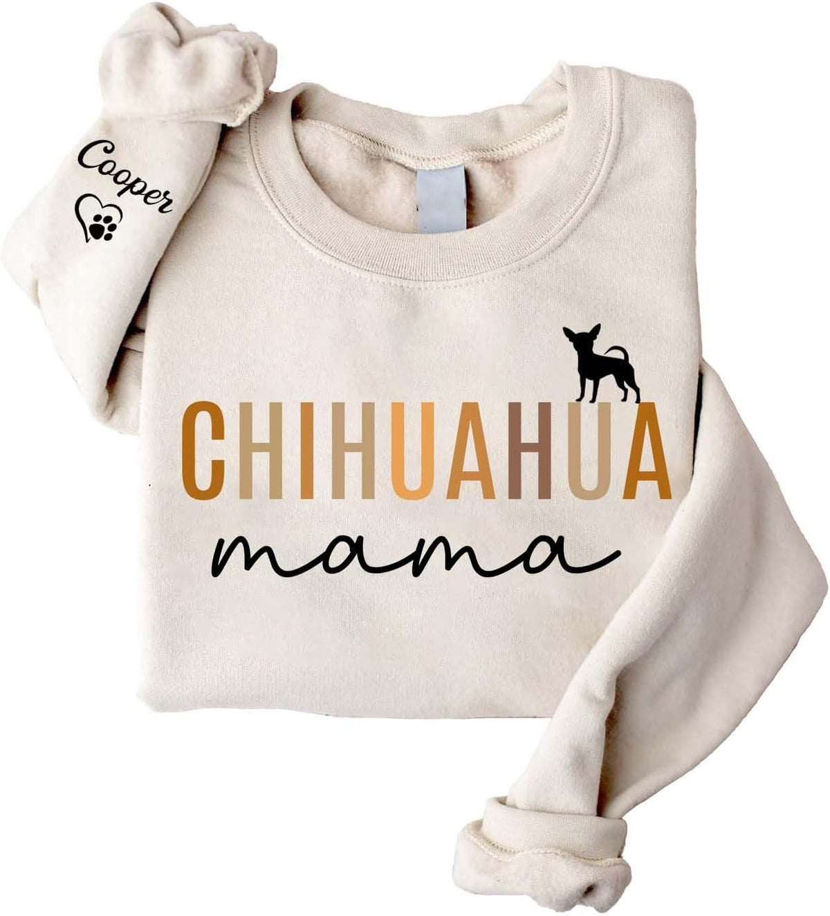 LOVELYPOD Custom Dog Mama Sweatshirt with Dogs Name on Sleeve, Fur Mom Sweater, Dogs Lover for Women - 13 Chihuahua