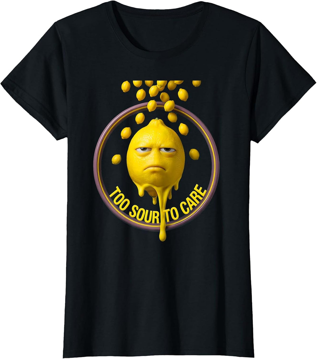 Too Sour To Care Lemon Graphic Design T-Shirt - Black
