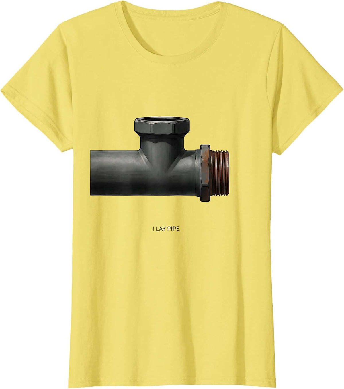 Women's I Lay Pipe Funny Plumber Pipefitter Gift for Dad T-Shirt - Lemon Yellow