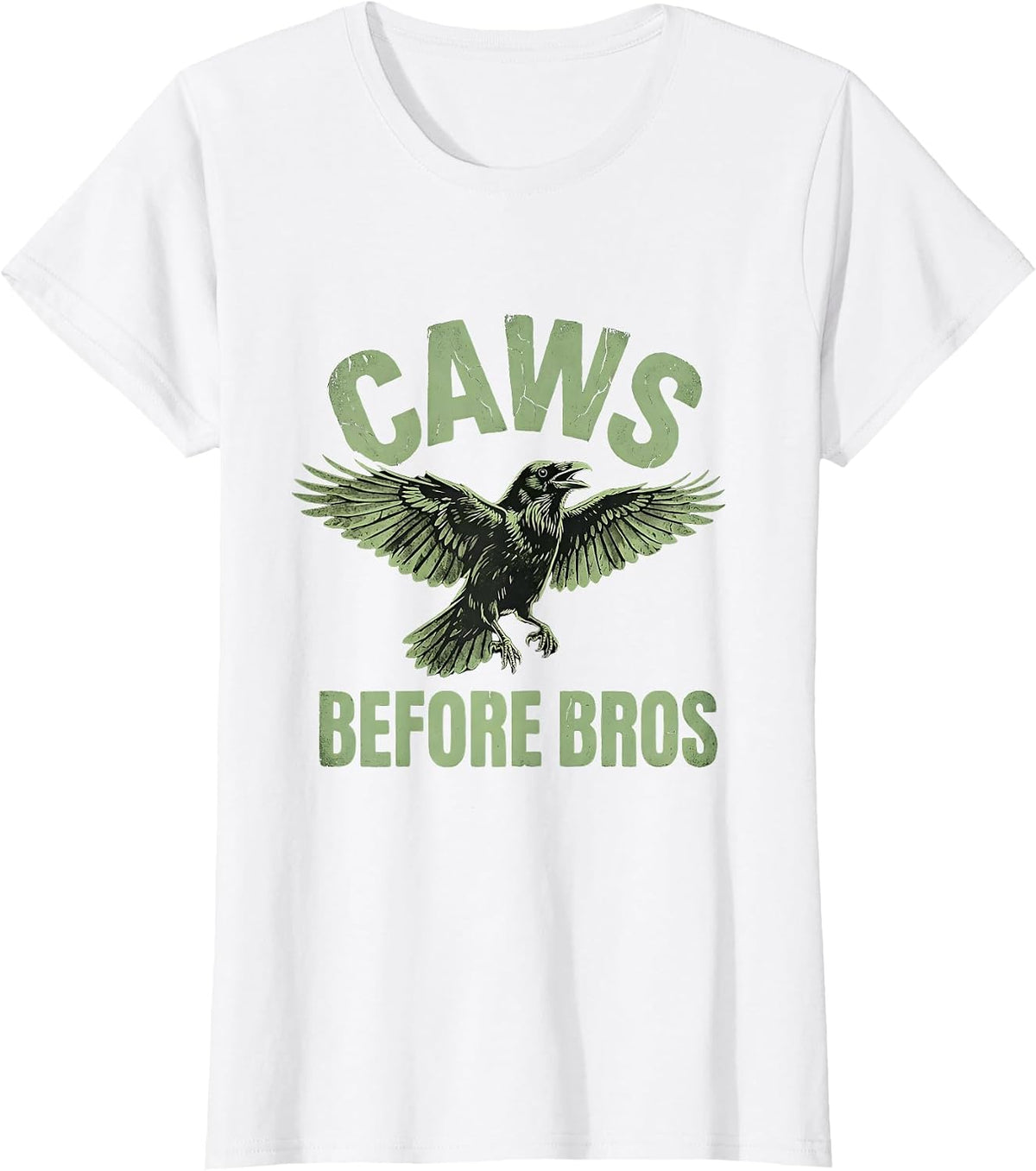 Caws Before Bros Funny Crow Bird Design T-Shirt - White