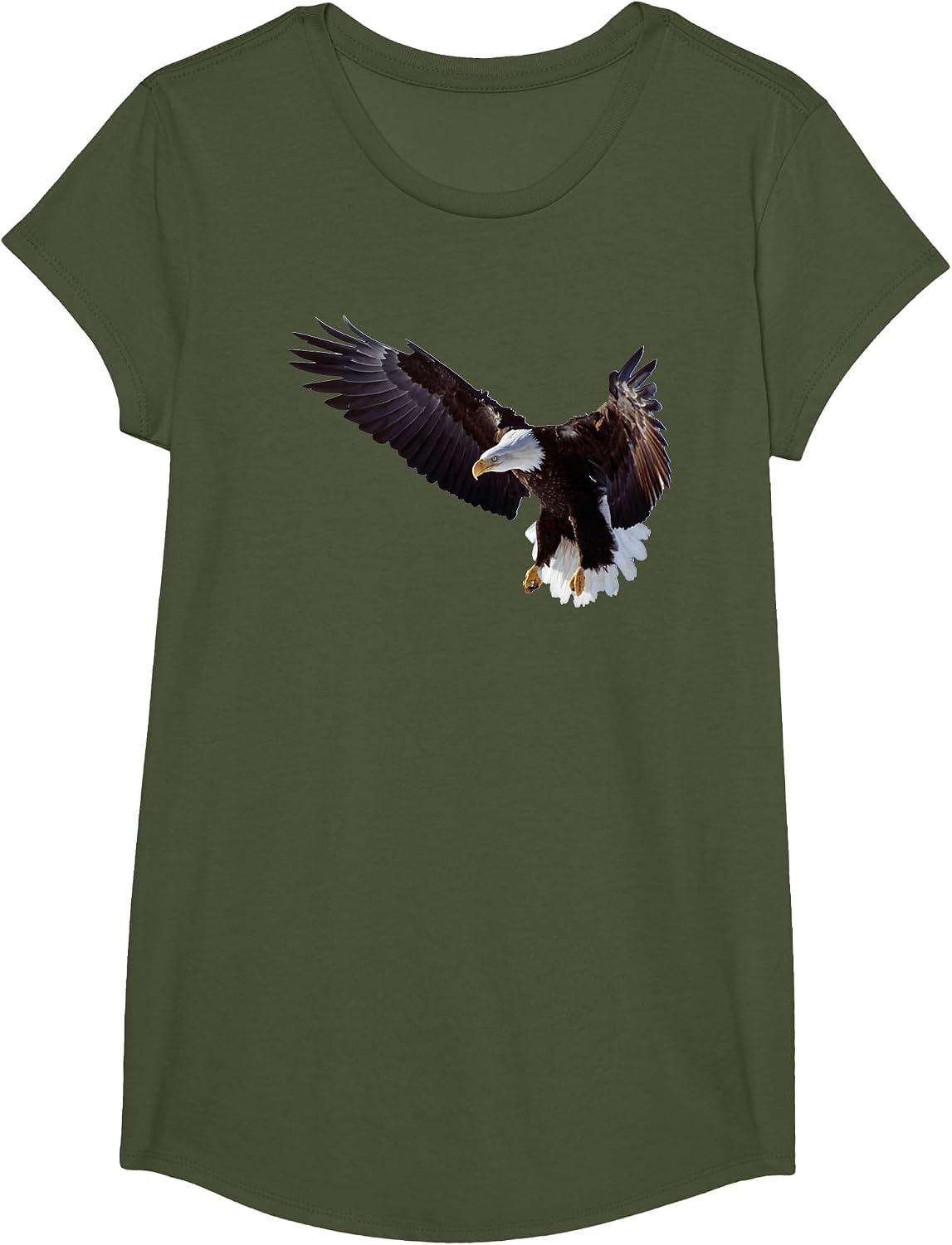Lovely American Bald Eagle in Flight Photo Portrait T-Shirt - Girls Olive Green