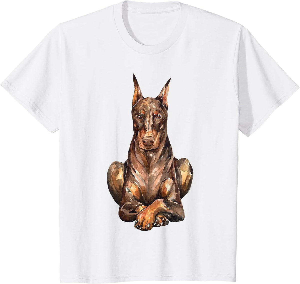Watercolour Portrait Doberman Pinscher for Dog Owners T-Shirt - White