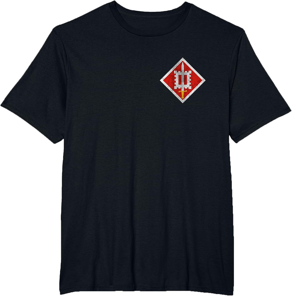 18th Engineer Brigade Distressed Logo Military Veteran Xmas T-Shirt - Black