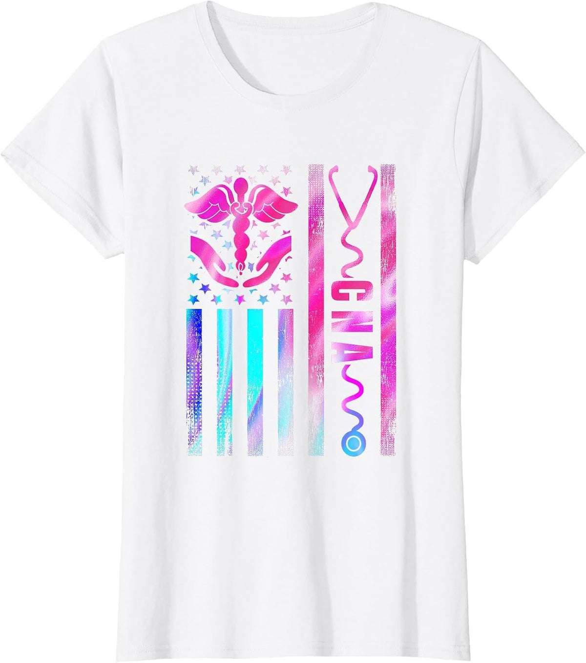 CNA Job Certified Nursing Assistant USA Flag T-Shirt - White