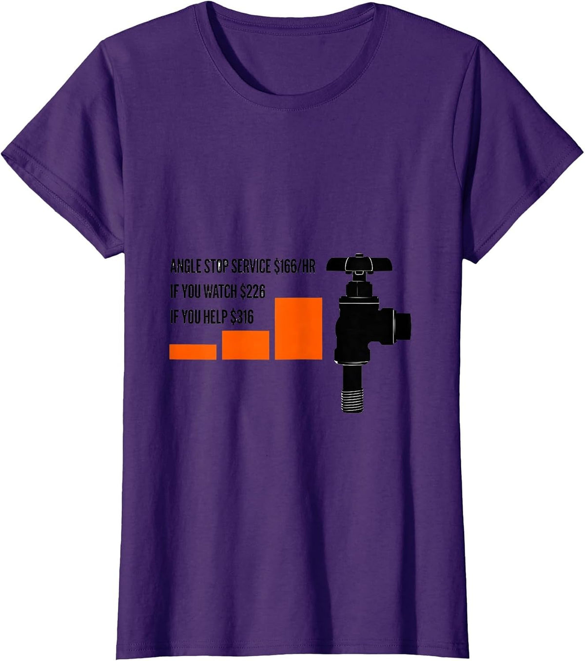 Women's Angle Stop Service Funny Plumber Dad Joke T-Shirt - Purple