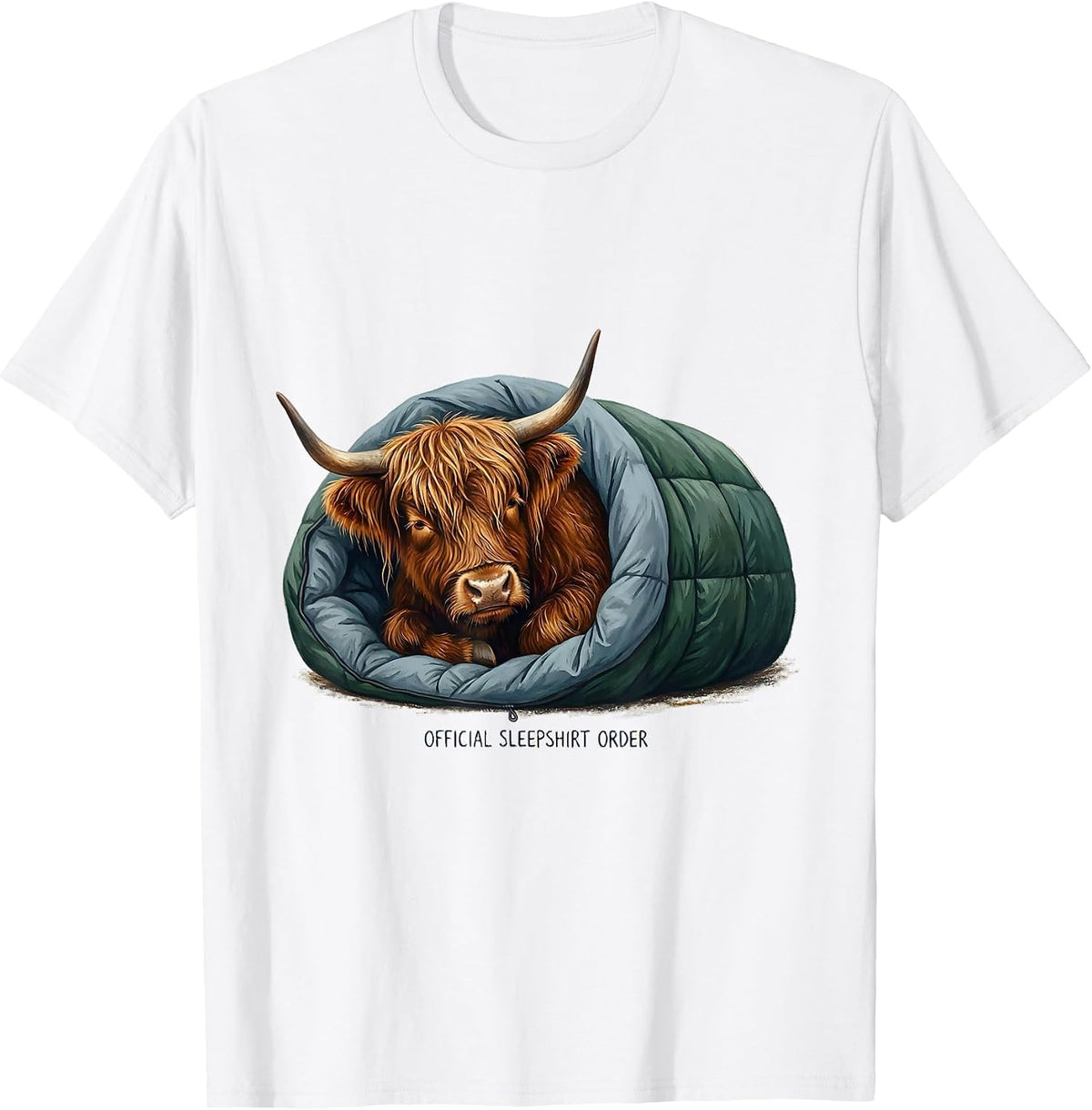 Men's Official Sleepshirt Order Storybook Highland Cow Cozy T-Shirt - White