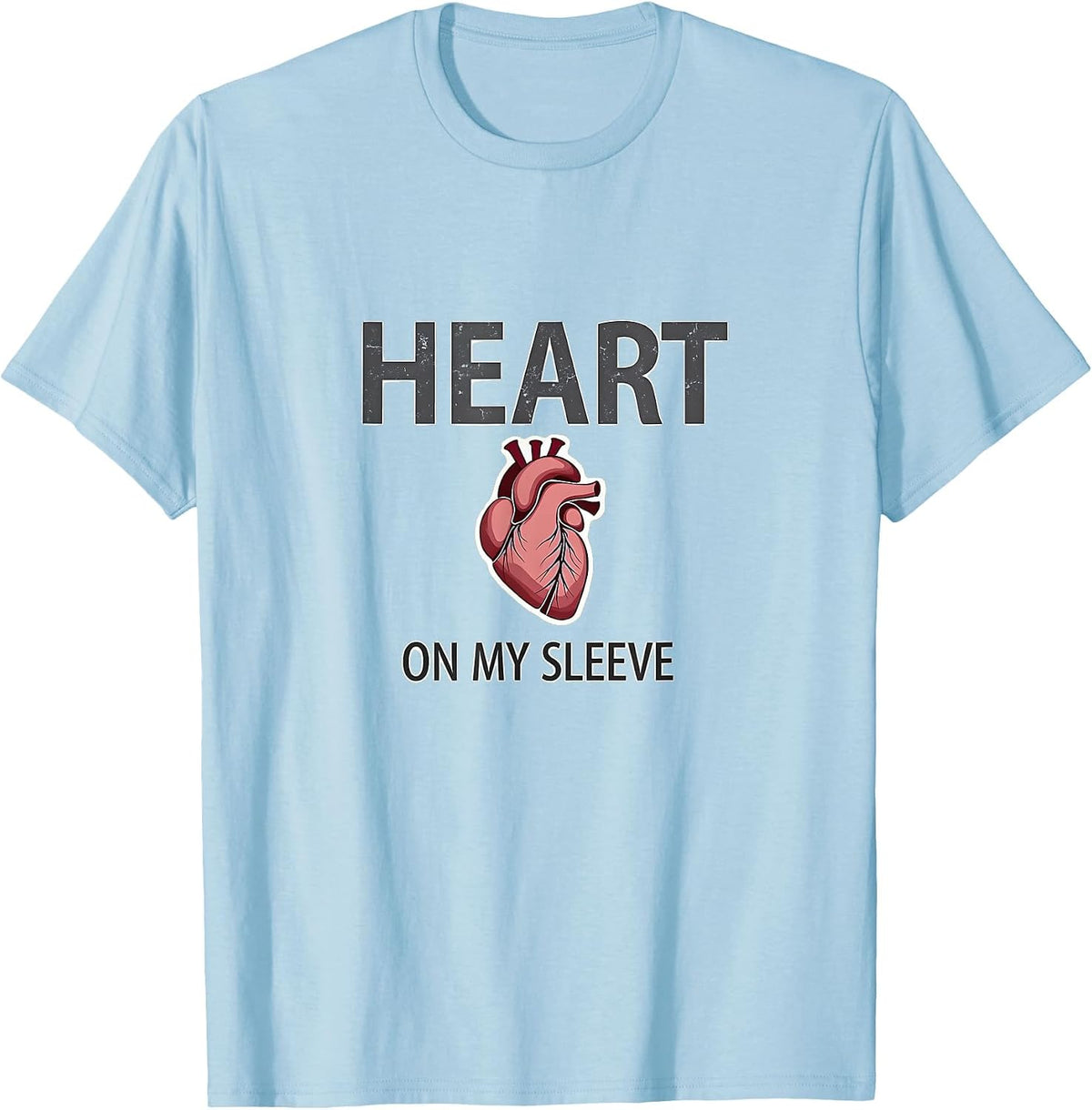 Heart On My Sleeve Valentine's Romance Design T-Shirt - Baby Blue