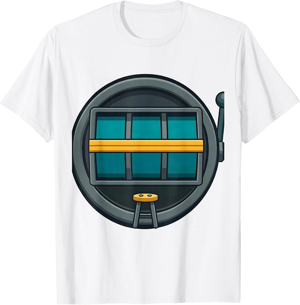 Men's Sealed Reel Badge Flat Vector Casino Gambler Gift T-Shirt - White