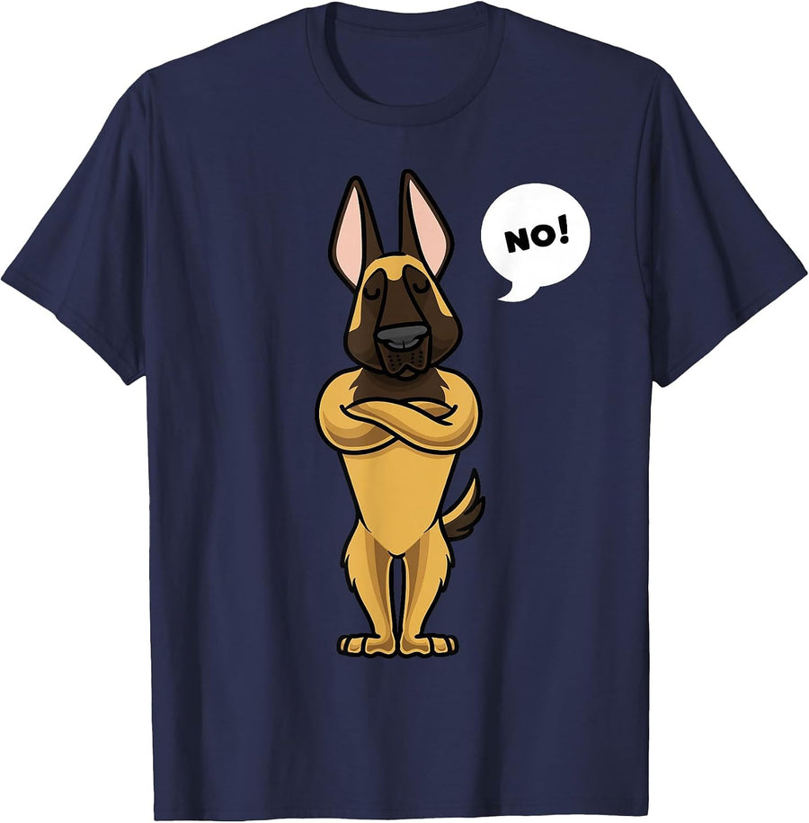 Stubborn Malinois Belgian Shepherd Dog Funny T-Shirt - Navy Blue