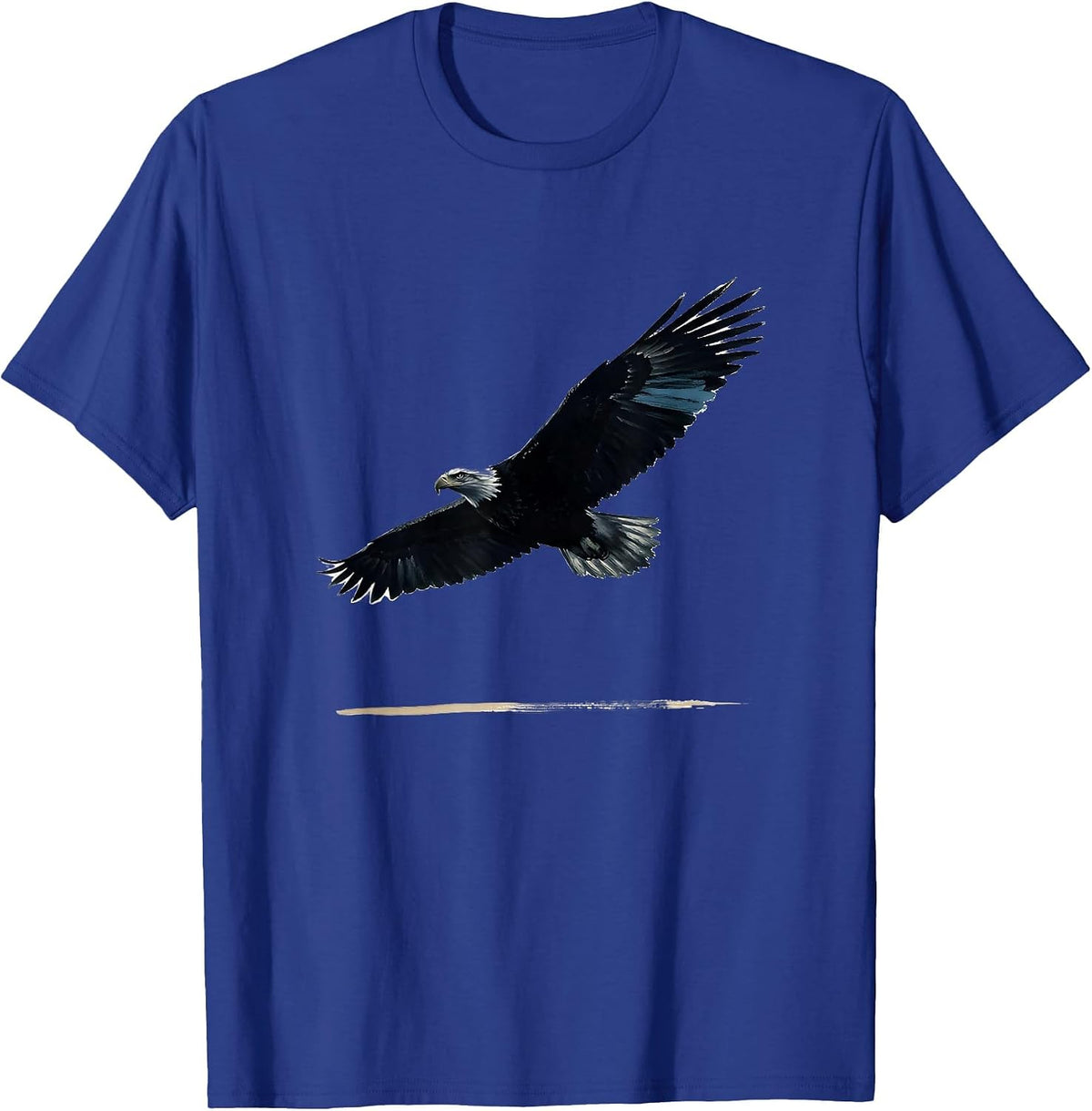 Men's Bald Eagle Silhouette Ink Brush Nature Lover T-Shirt - Royal Blue
