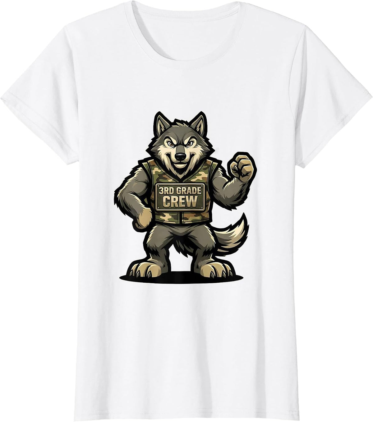 3RD GRADE CREW Camo Third Grade Boy Back To School T-Shirt - White