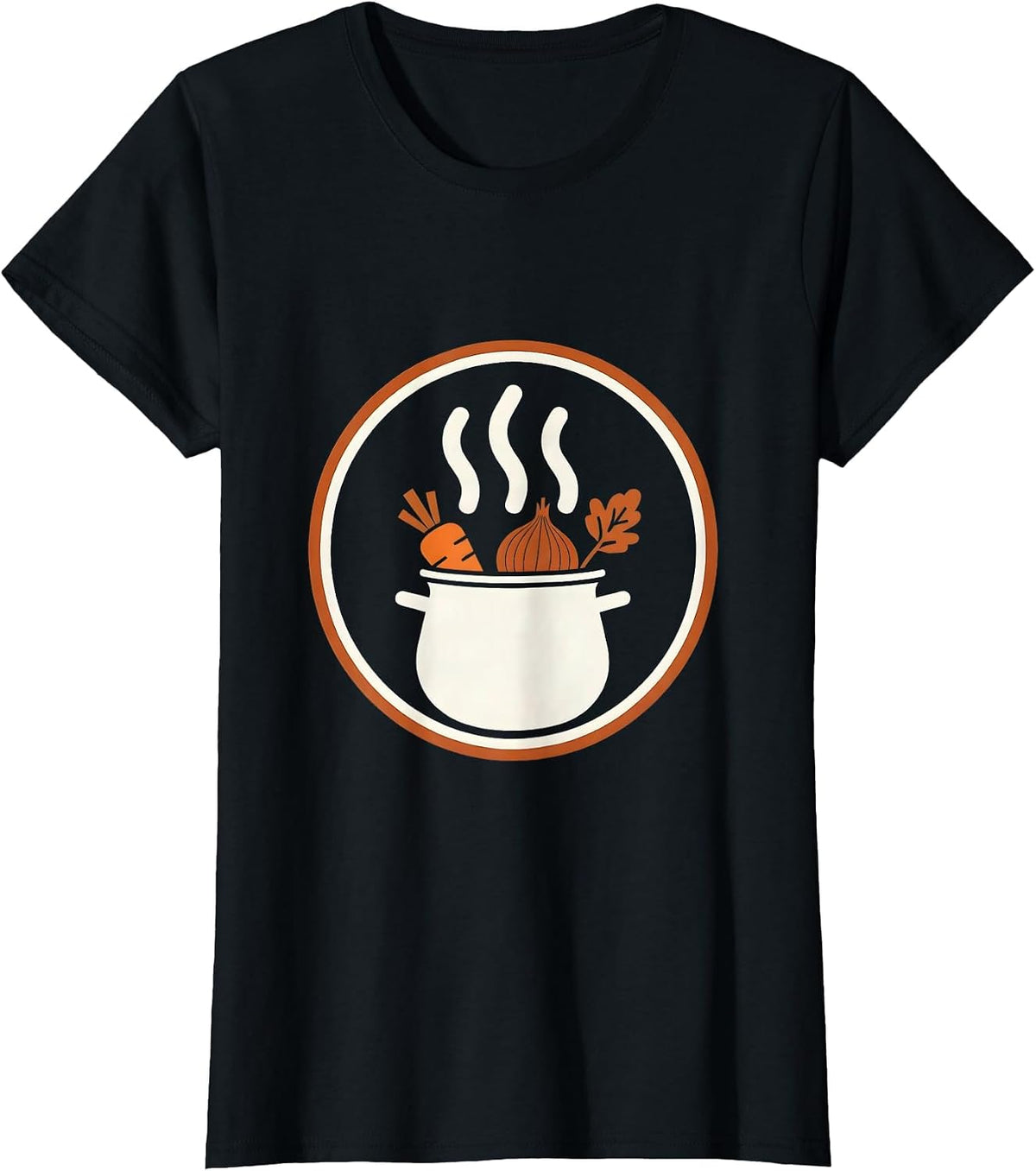 Women's Chef's Bubbling Pot Overflowing Vegetables Graphic T-Shirt - Black