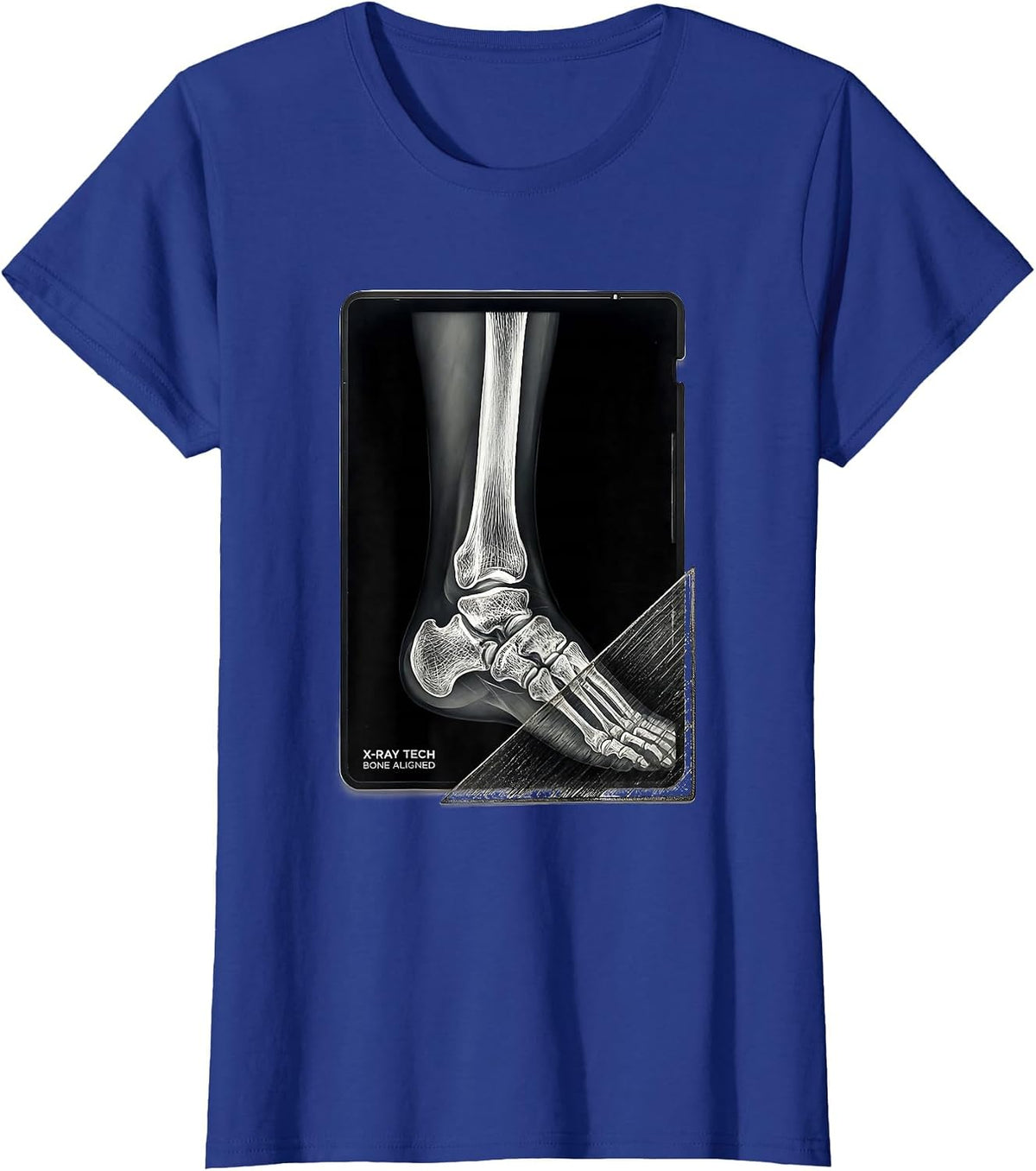 Women's X-Ray Tech Bone Aligned Scratchboard Radiology Technologist T-Shirt - Royal Blue