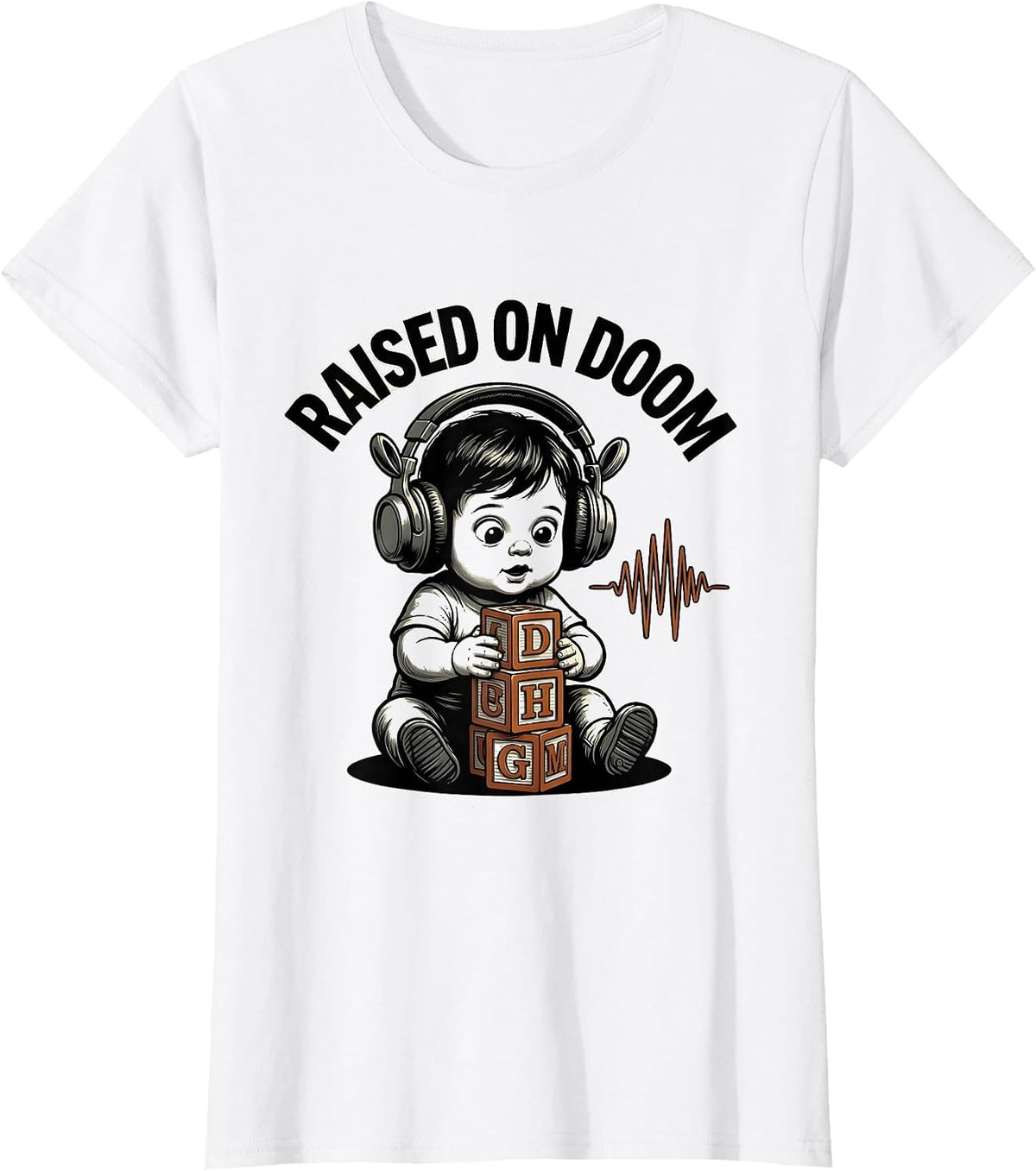 Raised On Doom Funny Heavy Metal Fan Ironic Humor T-Shirt - White