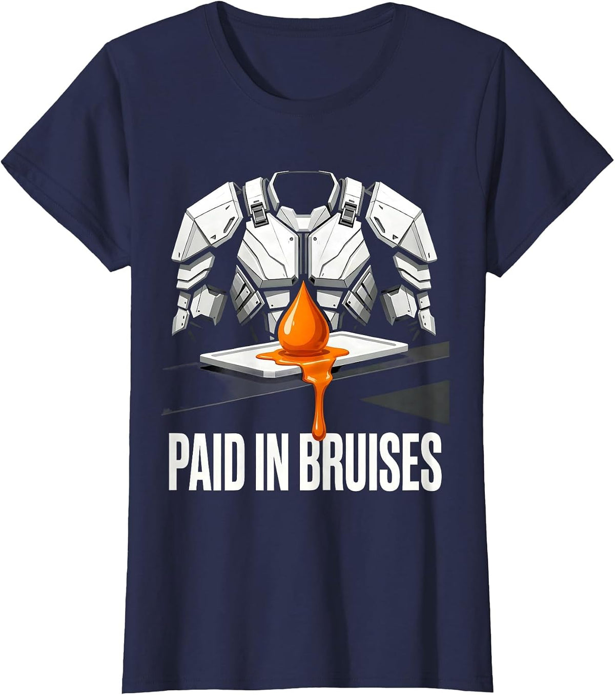 Women's Paid In Bruises Brutalist Football Lineman Offensive Line T-Shirt - Navy Blue