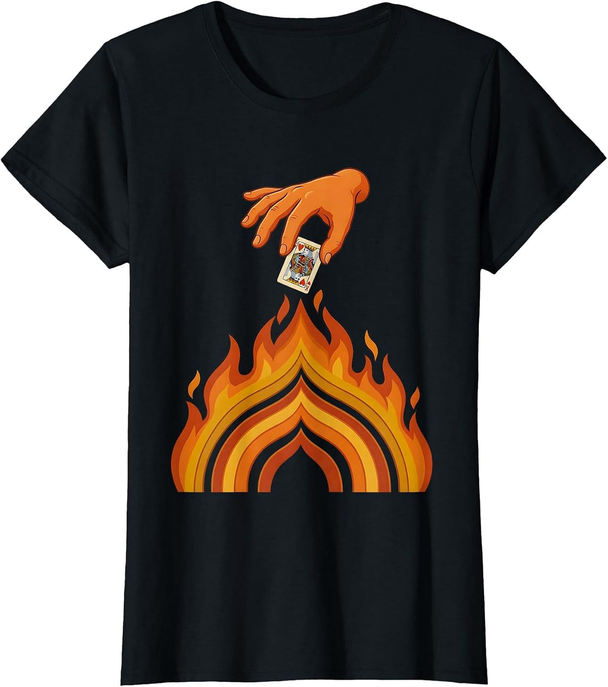 Discard Into Flames Playing Card Graphic T-Shirt - Black