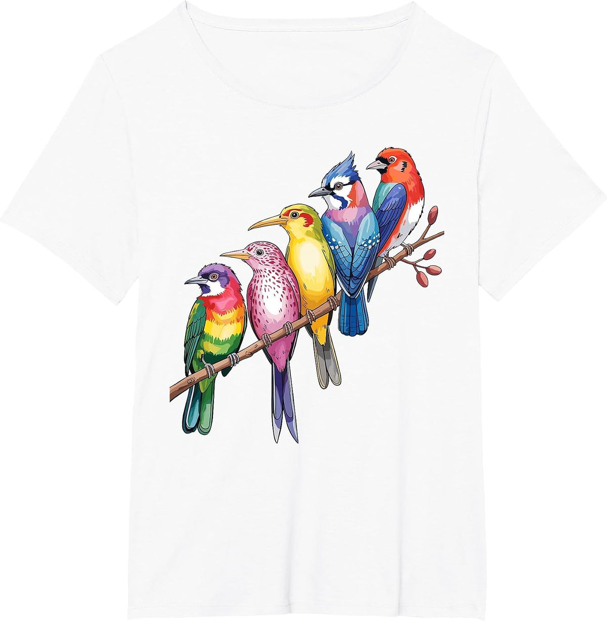 Cute Bird Art for Men Women Nerd Birdwatcher Bird Watching T-Shirt - White