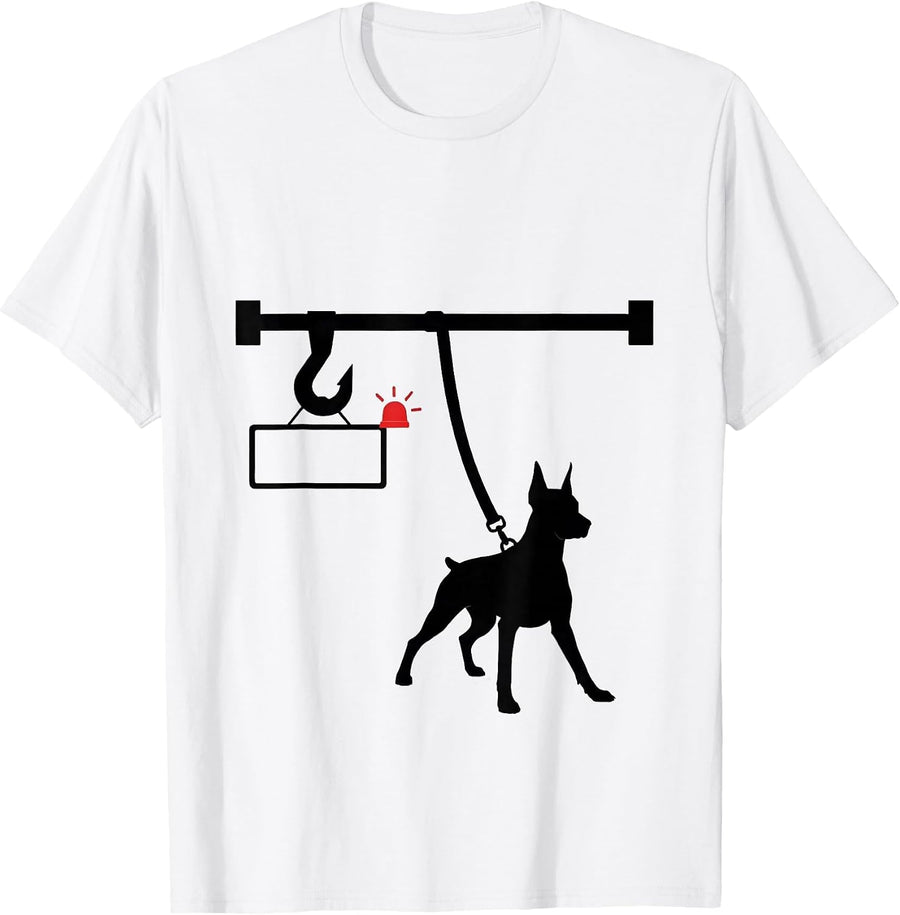 Men's Doberman Hook Rail Funny Dog Lover Gift T-Shirt - White