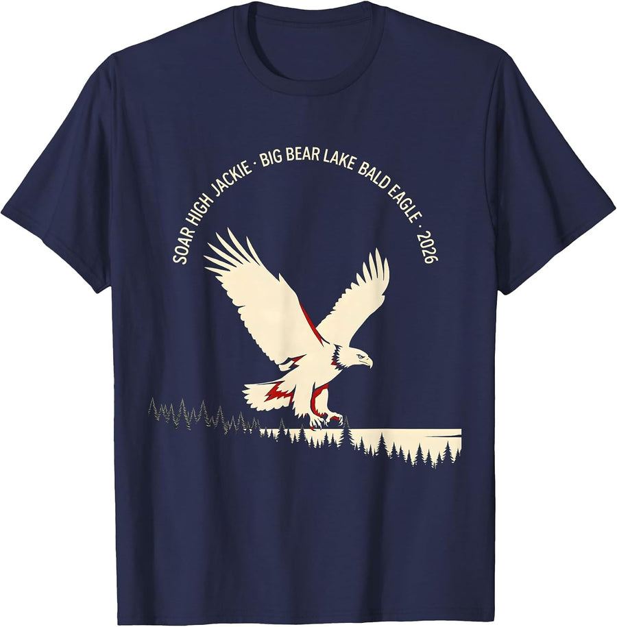 Soar High Jackie Big Bear Lake Bald Eagle Memorial T-Shirt - Navy Blue