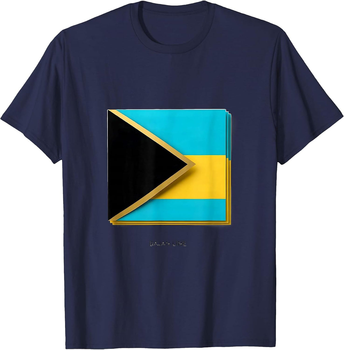 Bajan Line Patriotic Caribbean Flag Pride Souvenir T-Shirt - Navy Blue