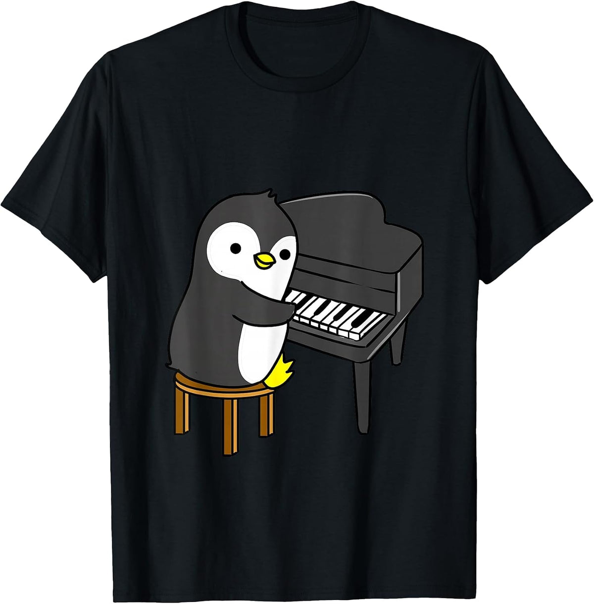 Penguin Playing Piano T-Shirt - Black