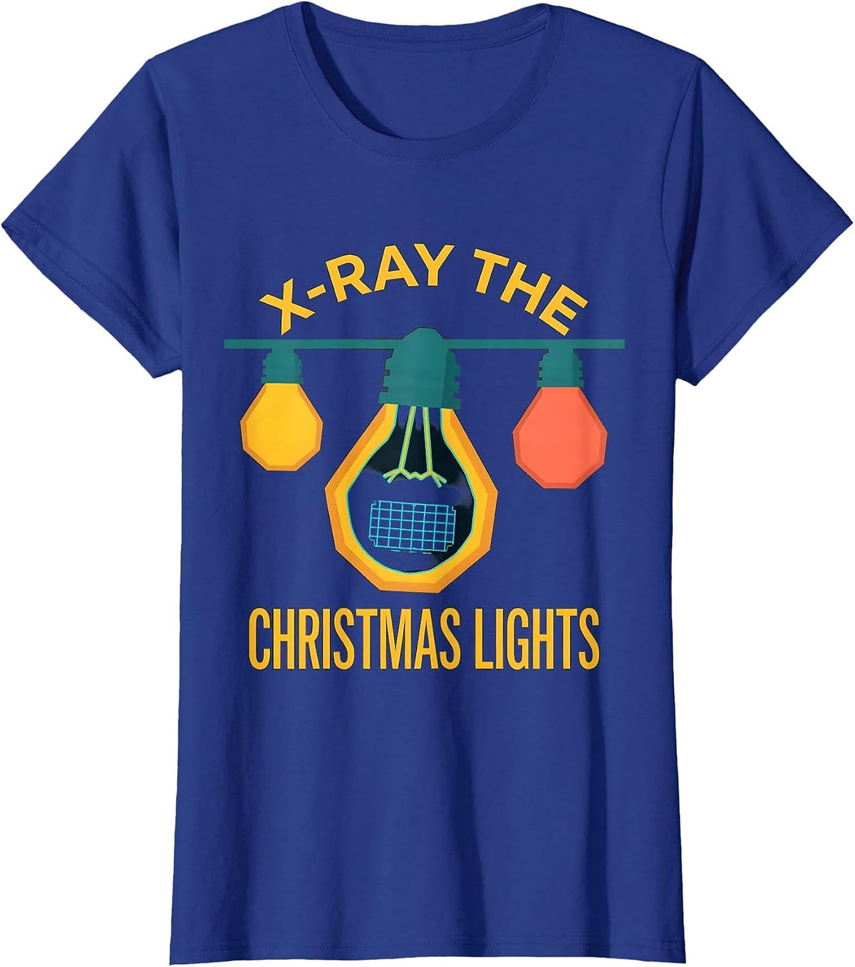 Women's X-Ray The Christmas Lights Funny Radiology Tech Christmas T-Shirt - Royal Blue