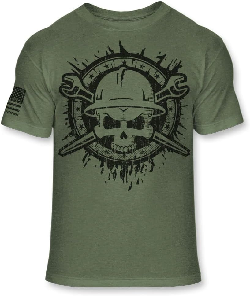 Ironworker Skull T-Shirt - Iron Worker Crossbones Logo - A133 - As Pictured