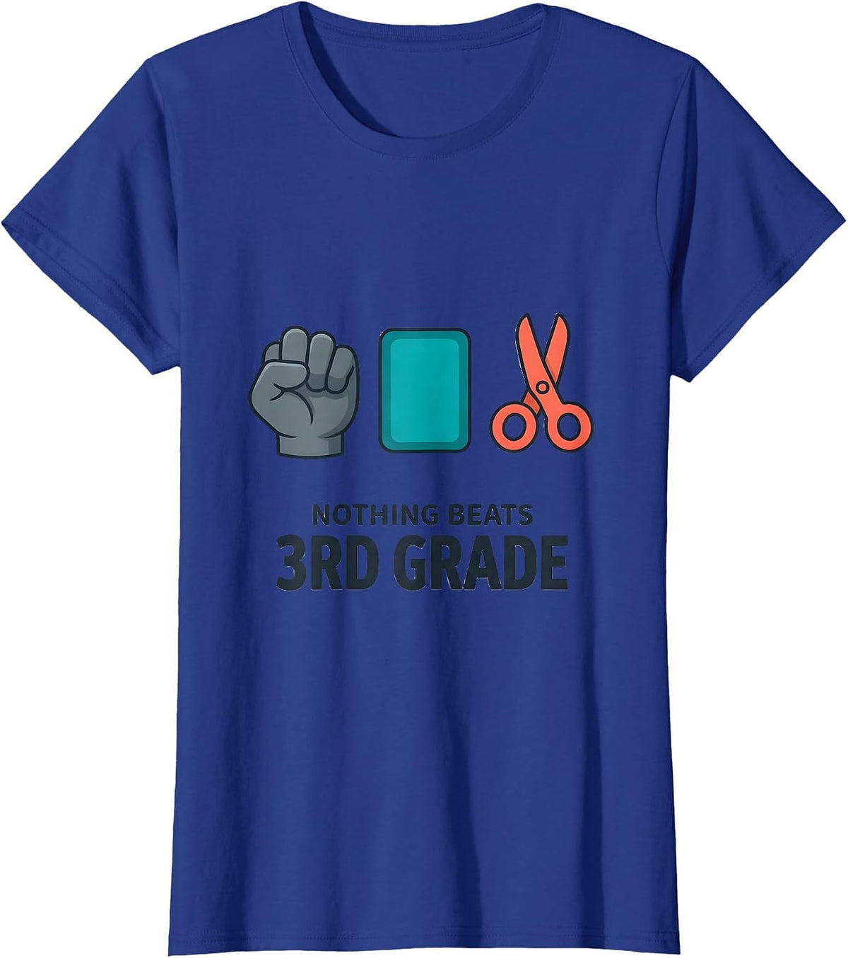 Women's Nothing Beats 3rd Grade Back to School Rock Paper Scissors T-Shirt - Royal Blue
