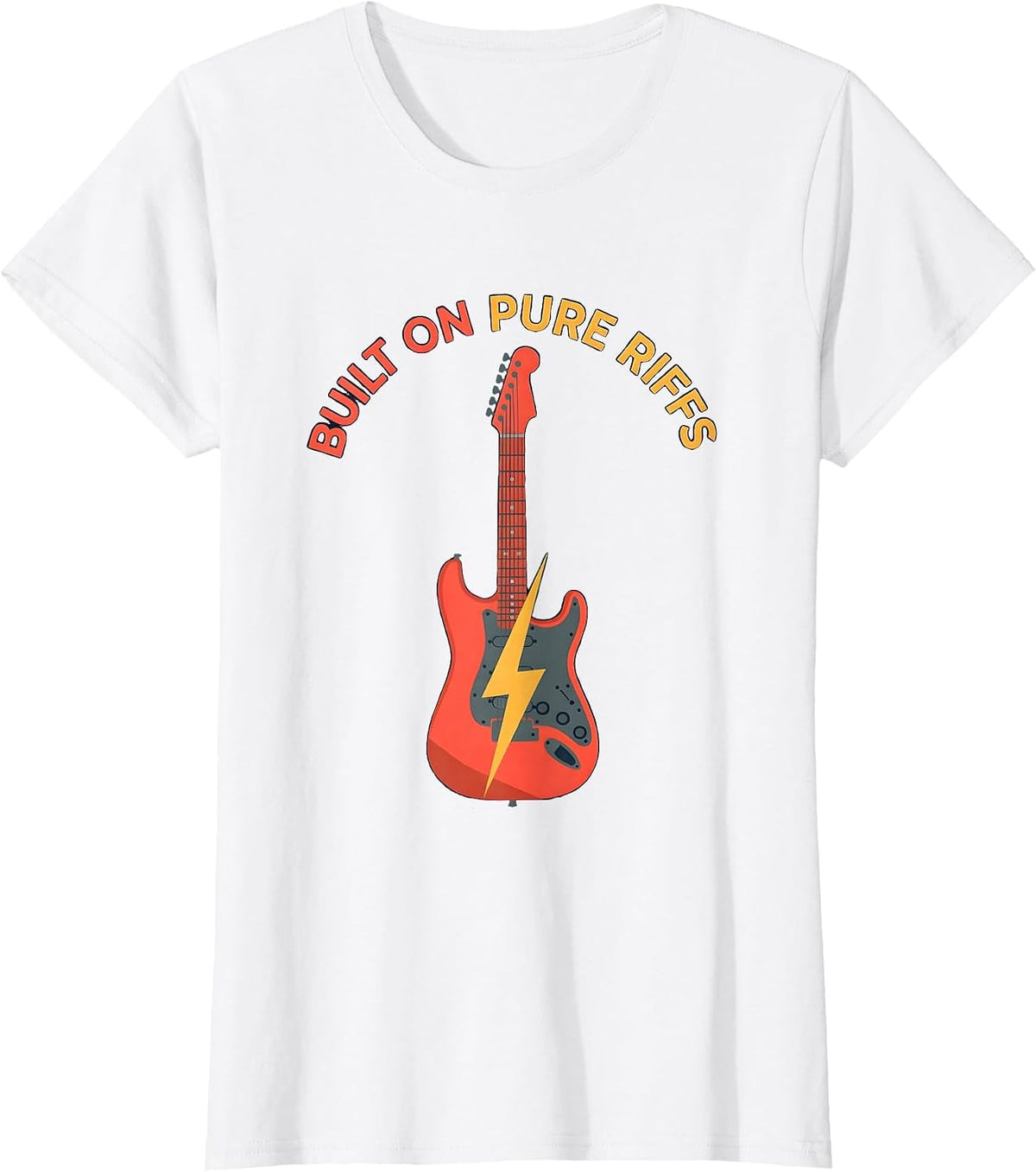 Built on Pure Riffs Metal Band Graphic Design T-Shirt - White