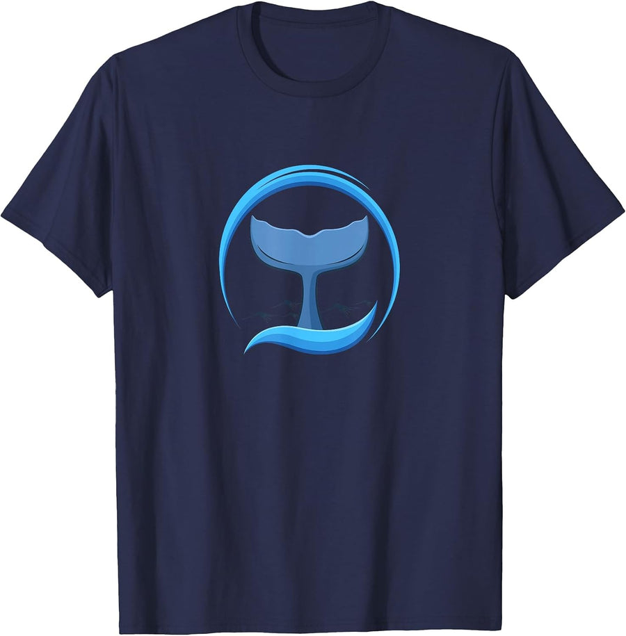 Whale fin in the sea | orca Whale Marine Biologist Dolphin T-Shirt - Navy Blue