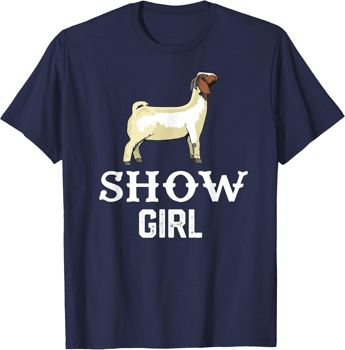 Show Boer Goat Girl T-Shirt - Navy Blue