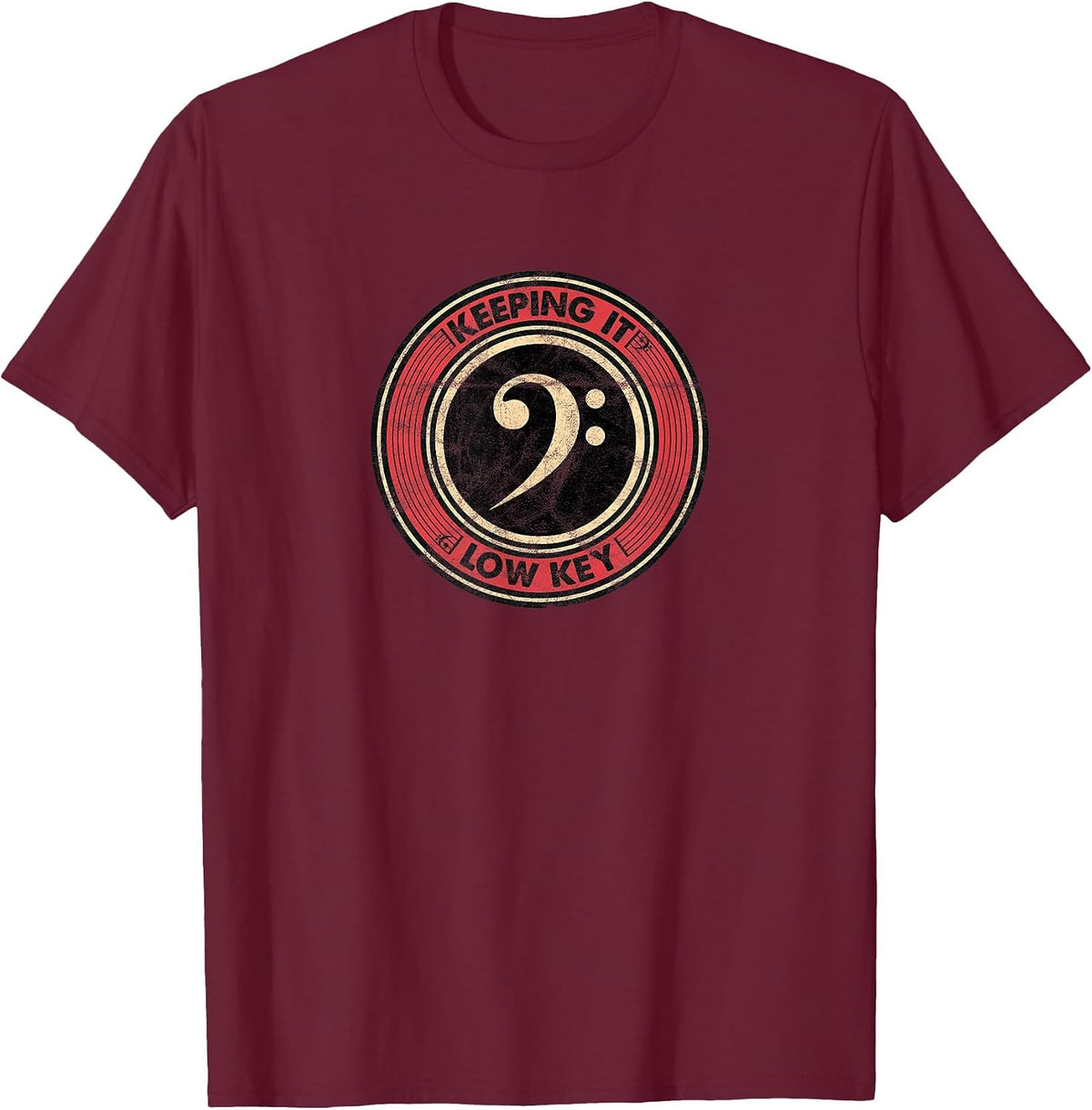 Music Theory Love Key Musical Keeping It Low Key Vintage T-Shirt - Burgundy