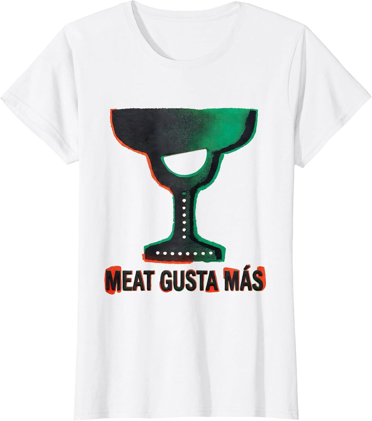 Women's Meat Gusta Más Funny Spanish Pun Cinco De Mayo Party Humor T-Shirt - White