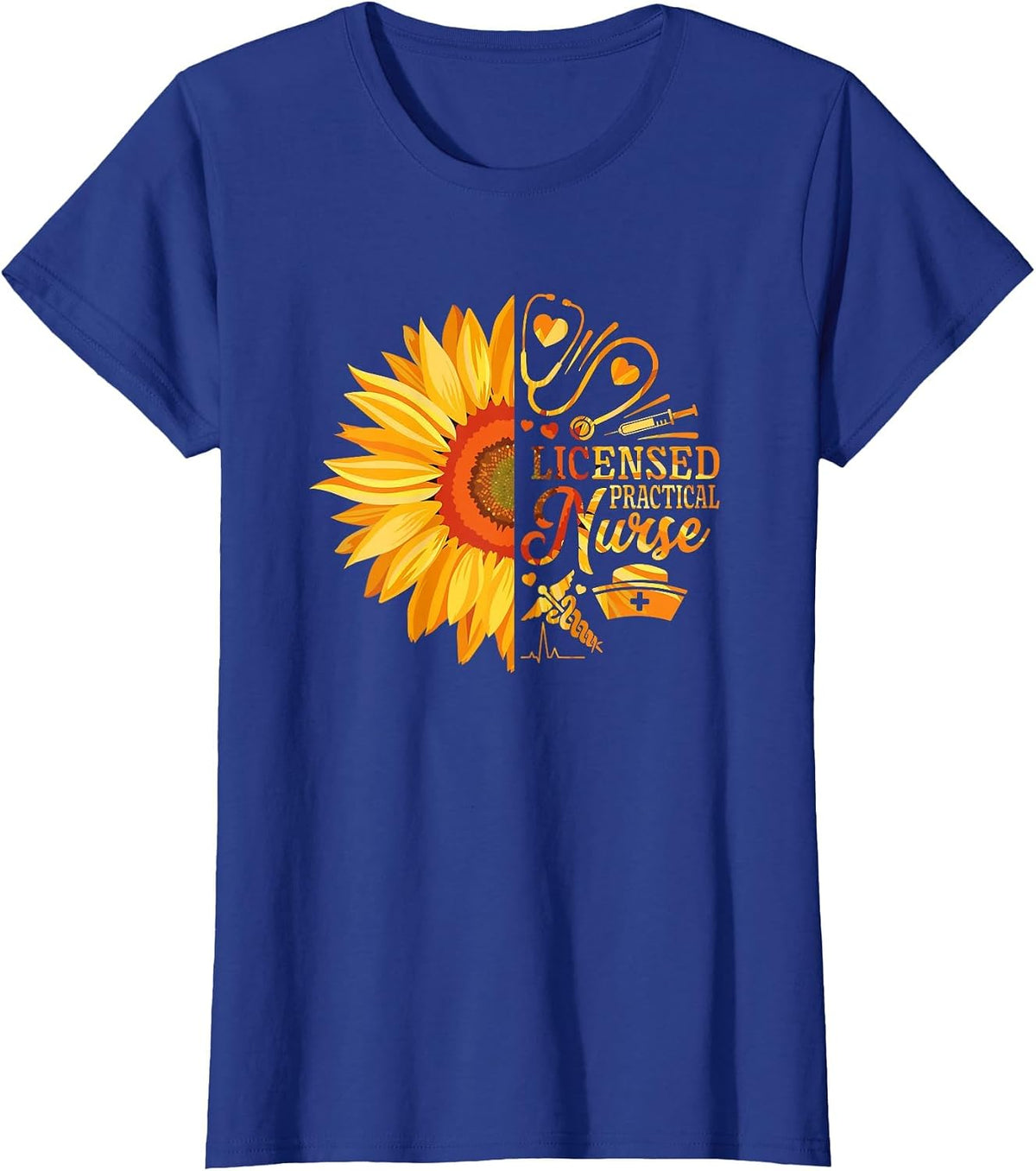 Sunflower Licensed Practical Nurse Medical Nursing LPN T-Shirt - Royal Blue