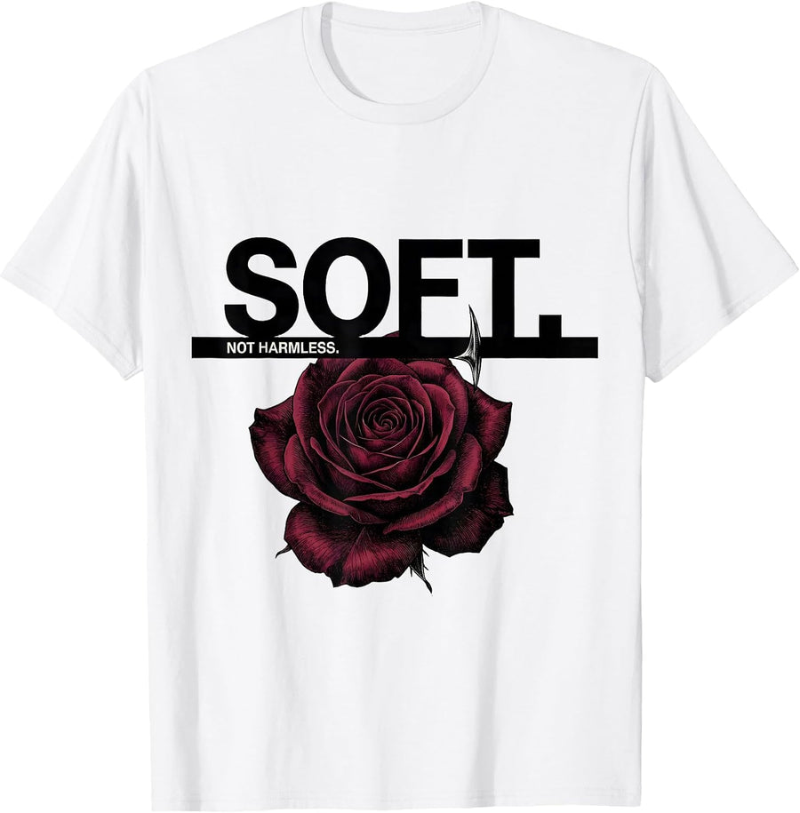 Men's Soft. Not Harmless Gothic Dark Romance Floral Art T-Shirt - White