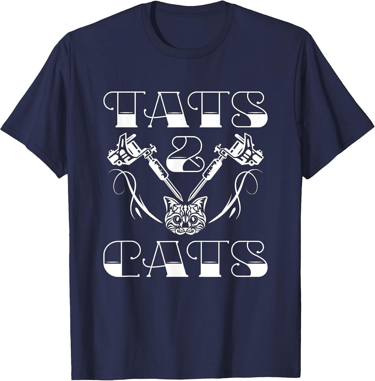 Tats and Cats Tattoo T-Shirt - Navy Blue
