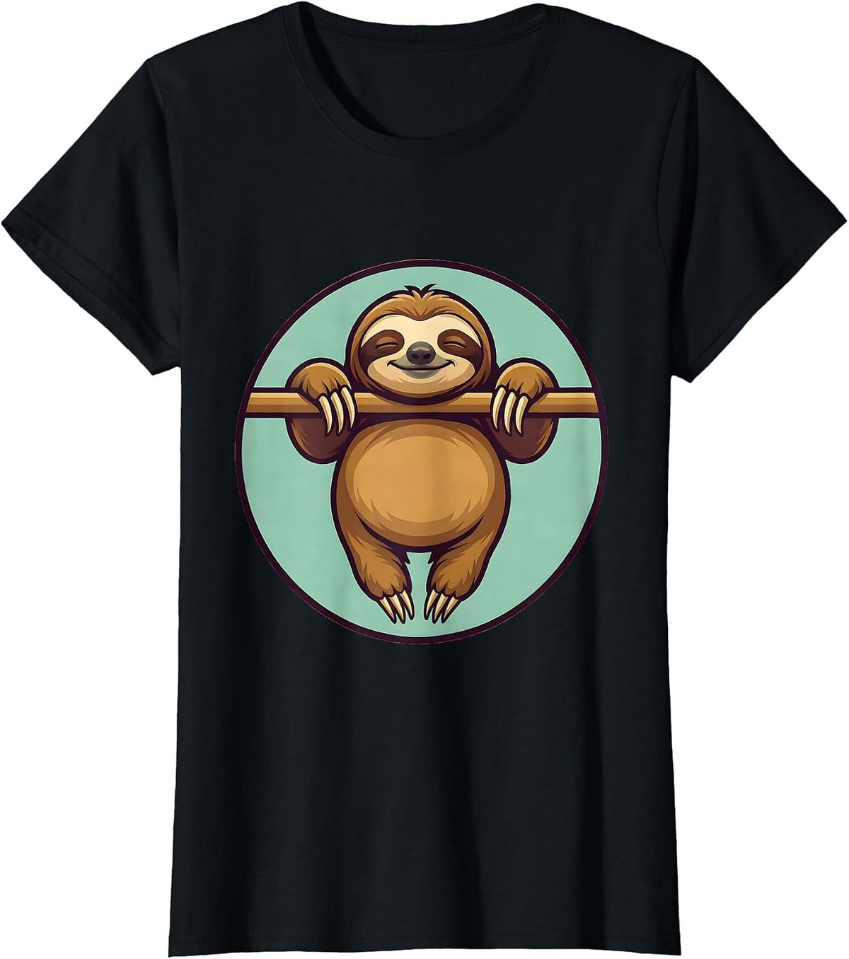 Lazy Sloth Pull-Up Bar Funny Workout Graphic T-Shirt - Black
