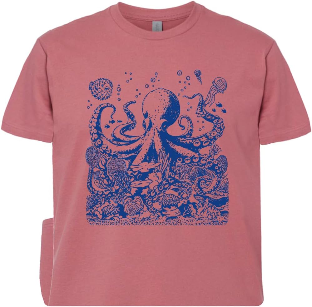 Octopus T Shirt Vintage Great Barrier Reef Cool Scuba Diving Graphic Tee - As Pictured
