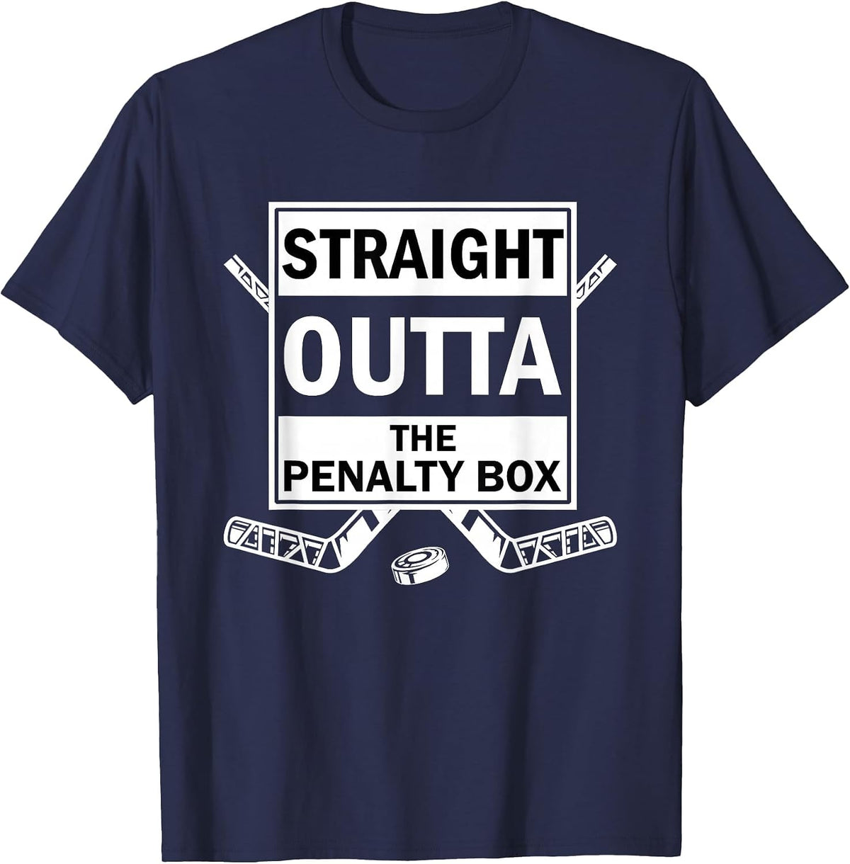 Ice Hockey Player Straight Outta The Penalty Box T-Shirt - Navy Blue
