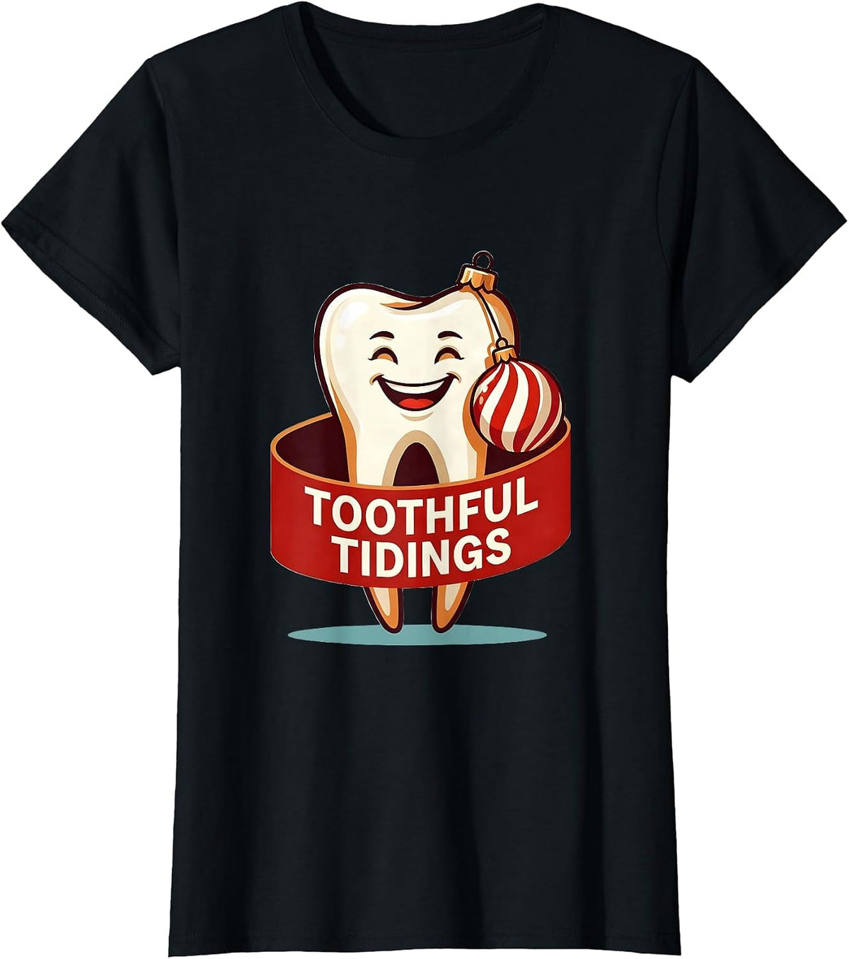 Toothful Tidings Funny Dental Christmas Dentist Dental T-Shirt - Black