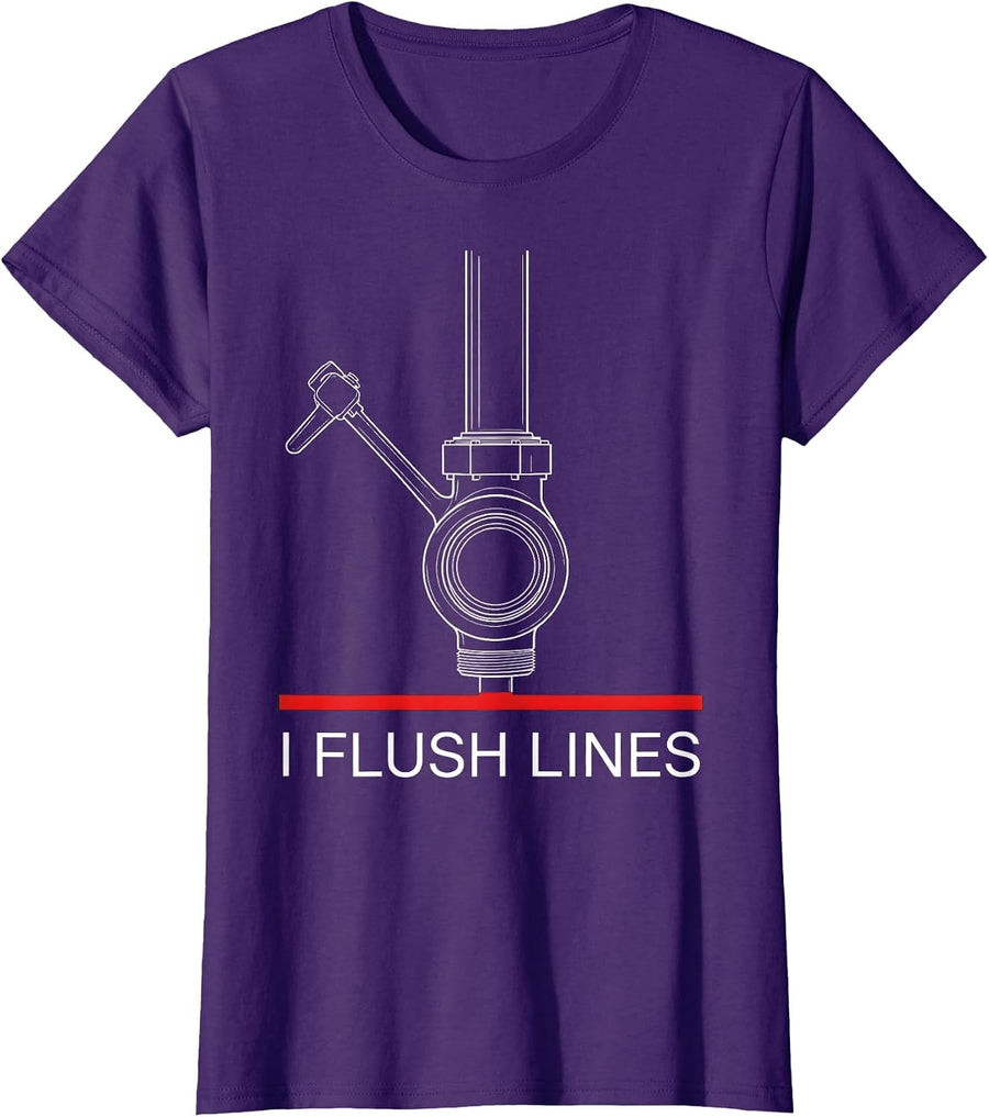 Women's I Flush Lines Funny Plumber Pipefitter Trade Humor T-Shirt - Purple