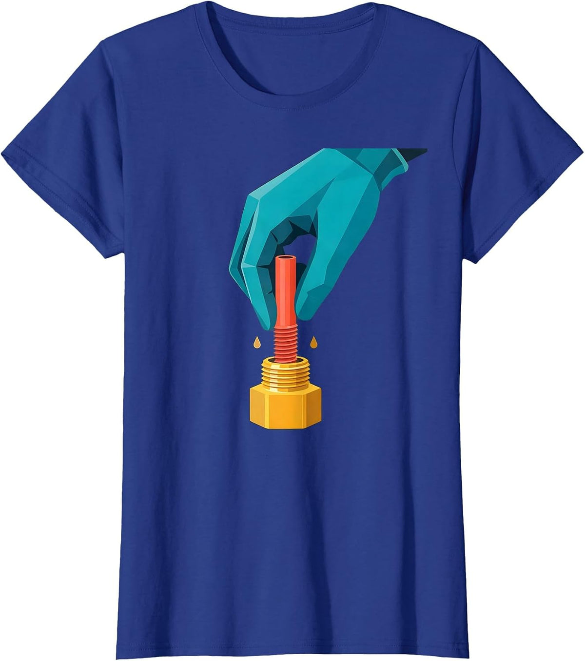 Women's Plumbing Pipe Joint Funny Plumber Pipefitter Humor T-Shirt - Royal Blue