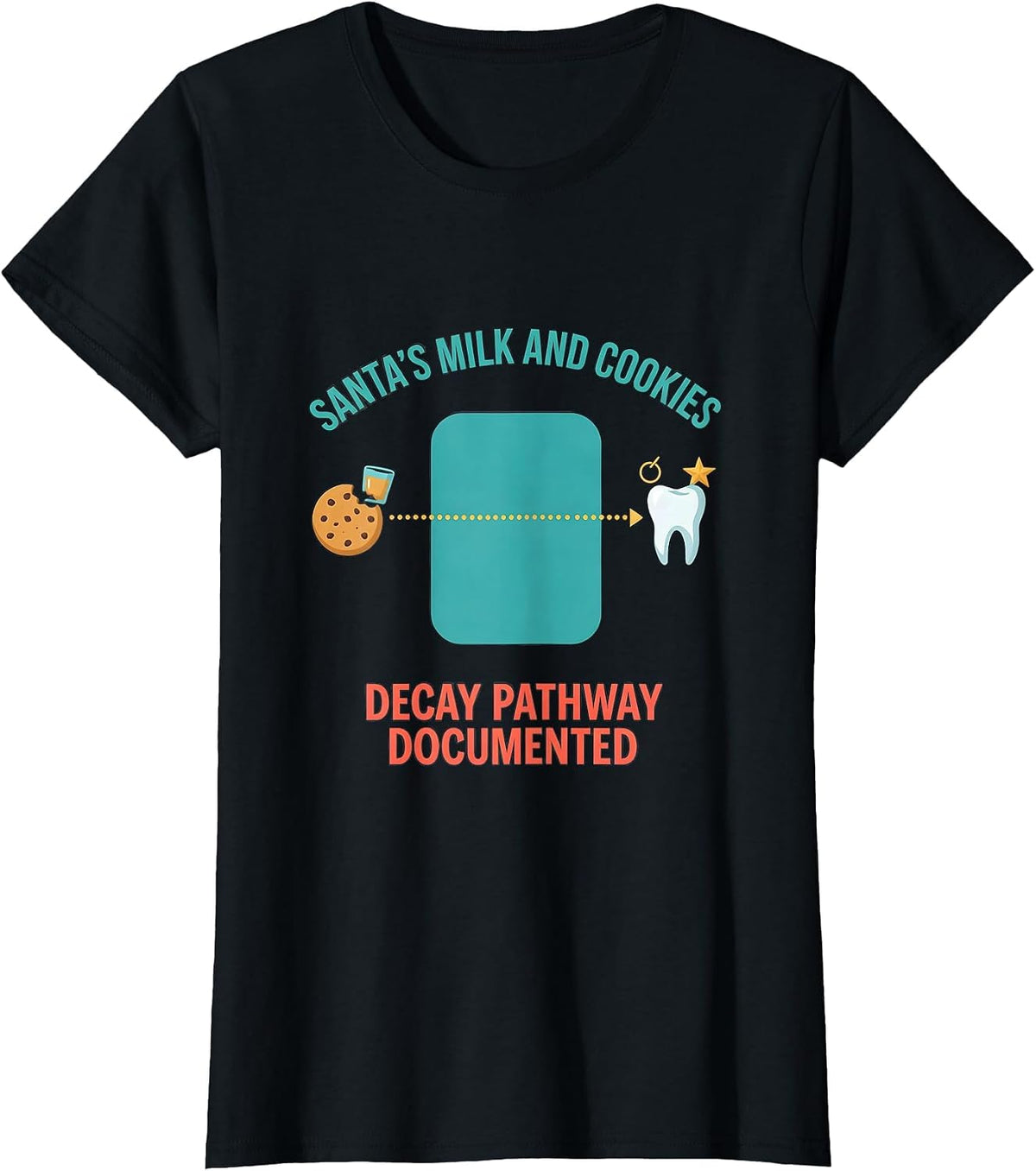 Santa's Milk and Cookies: Decay Pathway Documented Dentist T-Shirt - Black