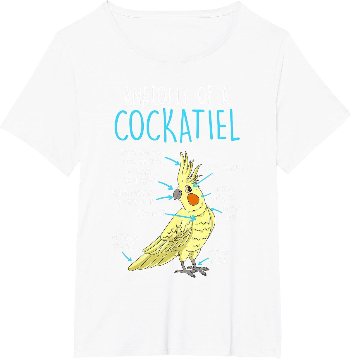 Anatomy of a Cockatiel Bird T-Shirt - White