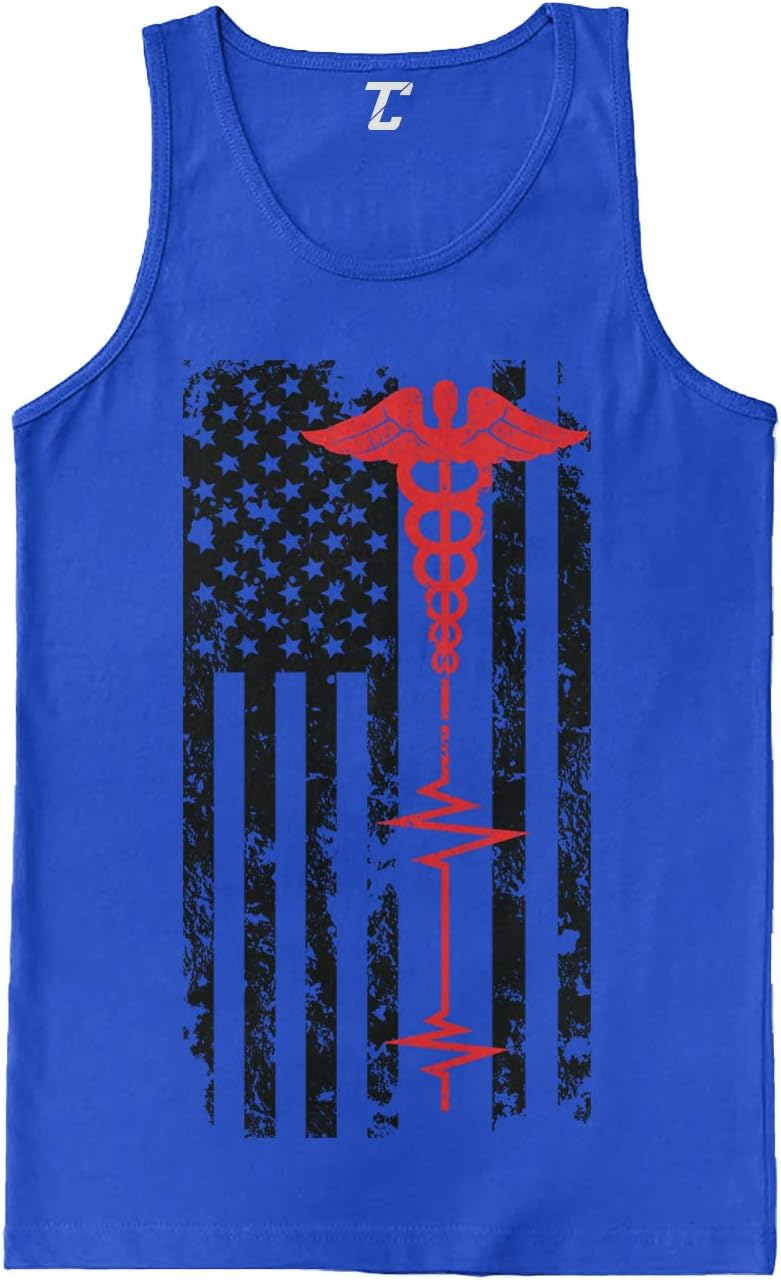 EMT Paramedic USA Flag - Red Line Support Men's Tank Top - Royal
