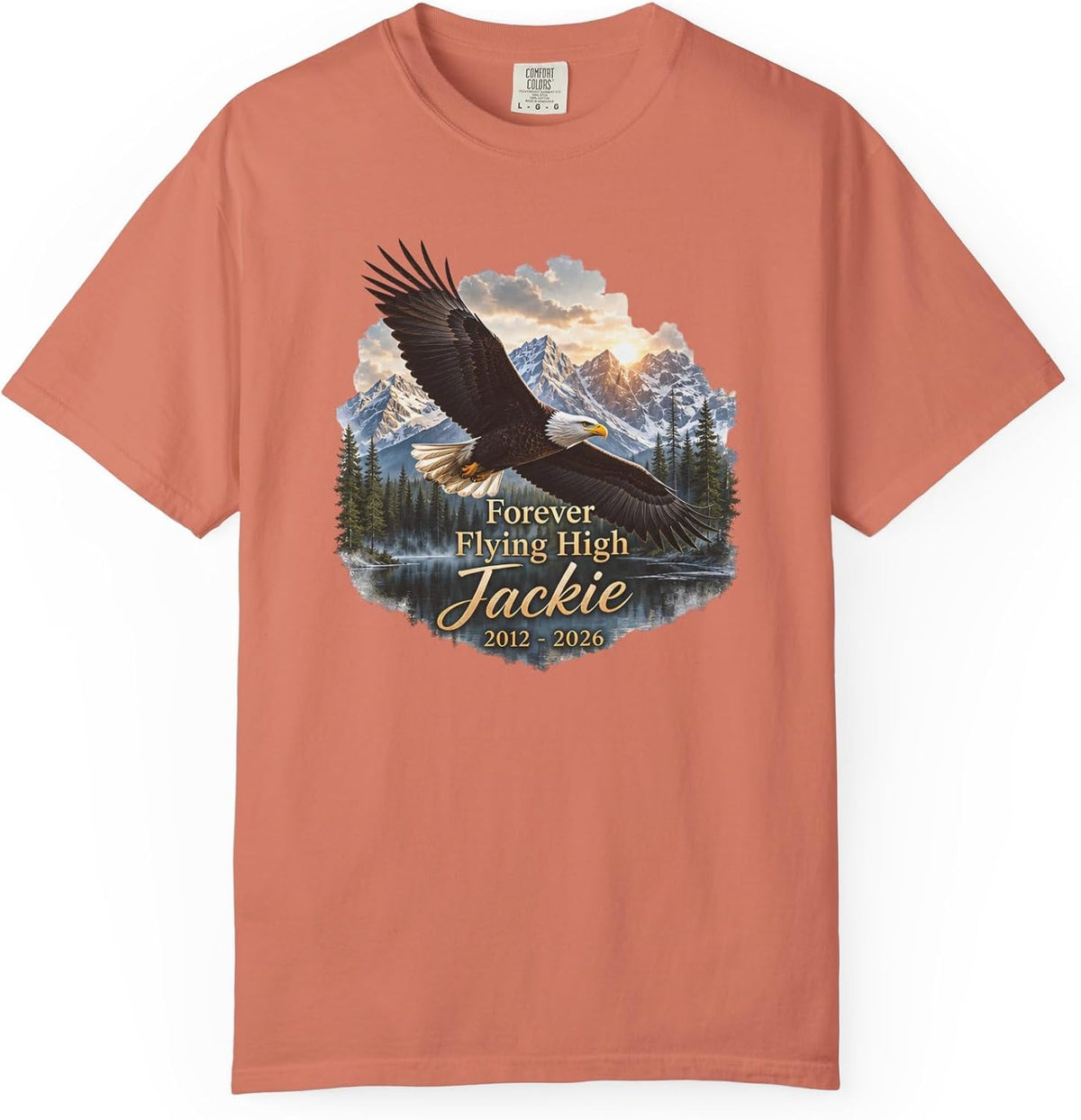 Jackie Bald Eagle Forever Flying High Wildlife Tribute Tee - Terracotta